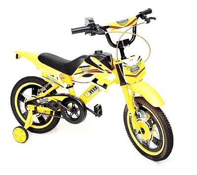 Bicicleta Infantil Aro 14 Moto Bike C/ Rodinha Menino