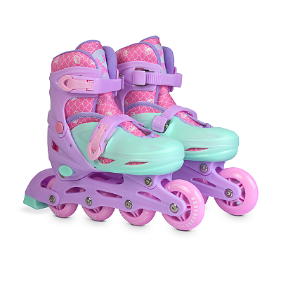 Patins Inline Triline Tamanho Ajustável Glumi Cor: Sereia Tamanho: 32-35