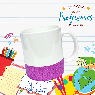 Caneca Faixa de Glitter Roxa 325ml