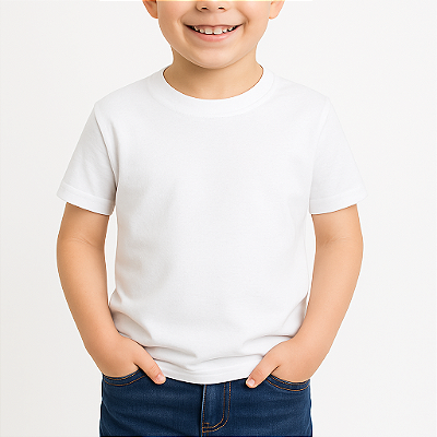 Camiseta Infantil BRANCA 100% Poliéster