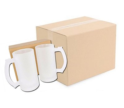 12 Canecas de Chopp Vidro Jateado para Sublimação - 460ml / Nacional