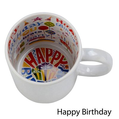 Caneca Branca Temática Interior Happy Birthday