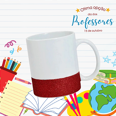 Caneca Faixa de Glitter Vermelha 325ml