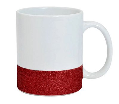 Caneca Faixa de Glitter Vermelha 325ml