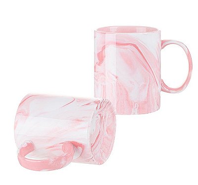 Caneca Cerâmica Mármore Rosa