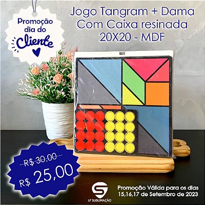 Jogo Tangram + Dama Com Caixa resinada 20X20 3MM