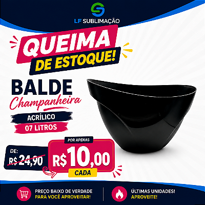 Balde Champanheira Acrílico Preto