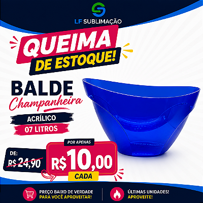 Balde Champanheira Acrílico Azul