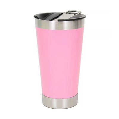 Copo Termico Inox Rosa Claro C/ Abridor de Garrafa