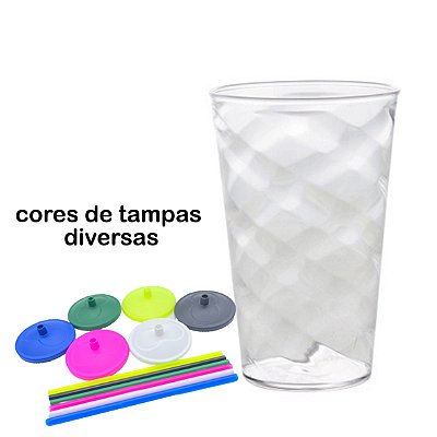 Copo Twister CRISTAL Com Tampa e Canudo