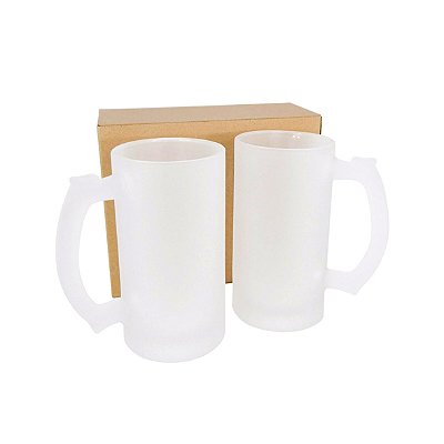12 Canecas de Chopp Vidro Jateado para Sublimação - 475ml / Importada DEKO
