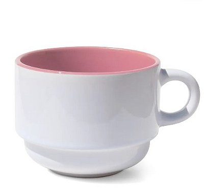 Xícara Branca 150ml com Interior Rosa