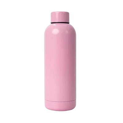Garrafa Térmica Plana Rosa Fosca de 500ml Para Sublimação