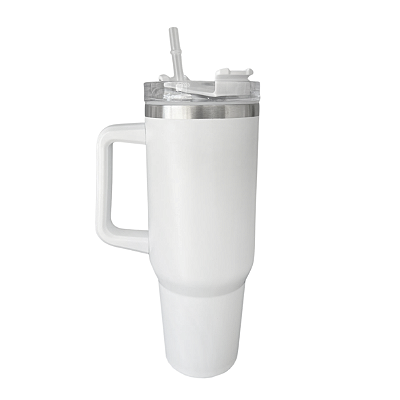 Copo Térmico 1,2 litros LIVE P/ Sublimação Aço Inox FOSCO com Canudo - BRANCO
