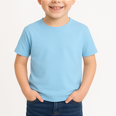 Camiseta Infantil AZUL CELESTE 100% Poliéster