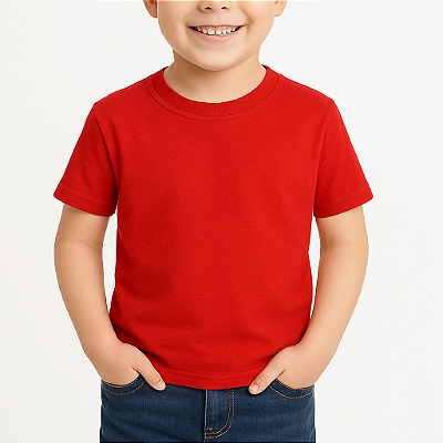 Camiseta Infantil VERMELHA 100% Poliéster