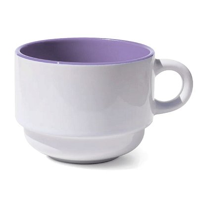 Xícara Branca 150ml com Interior Lilás