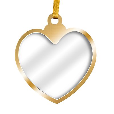 Enfeite Coração OURO c/ ACRILICO CRISTAL Sublimação