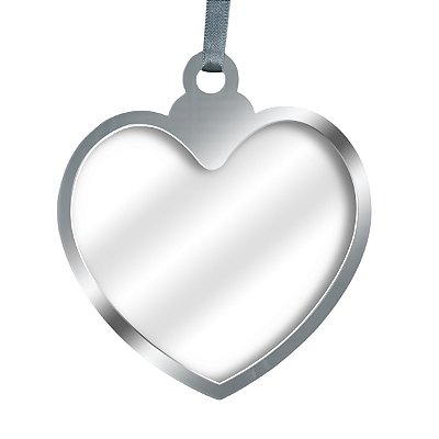 Enfeite Coração PRATA c/ ACRILICO CRISTAL Sublimação