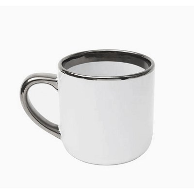 Caneca Imperial Borda e Alça Prata - Branca 400ml