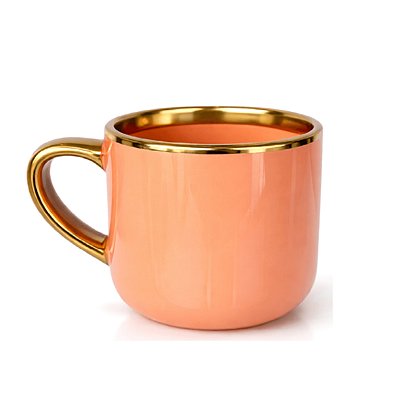 Caneca Imperial Borda e Alça Ouro - Laranja 400ml