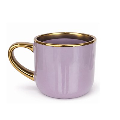 Caneca Imperial Borda e Alça Ouro - Lilás 400ml