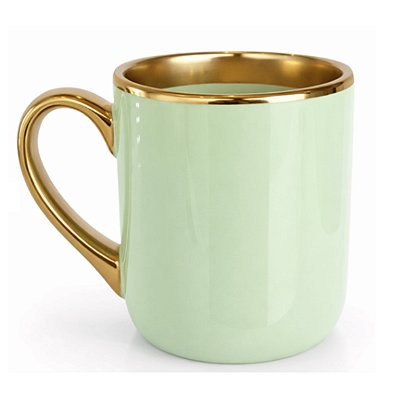 Caneca Imperial Borda e Alça Ouro - Verde Menta 325ml