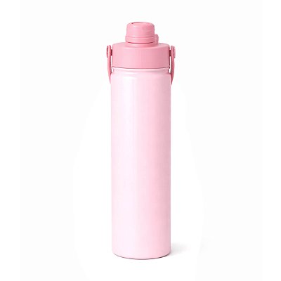 Garrafa Squeeze 650ml Térmica Com Alça e Canudo - Rosa Claro