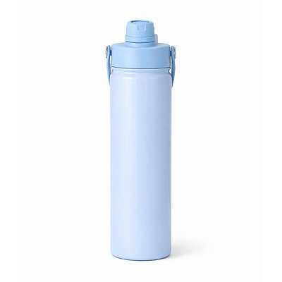 Garrafa Squeeze 650ml Térmica Com Alça e Canudo - Azul Claro