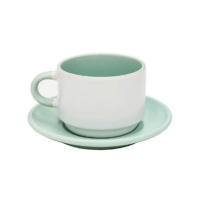 Xicara 90ml Com Pires PETIT - Fosca Verde Menta