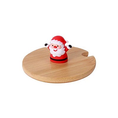 Tampa Bambu de Apoio Para Caneca - Papai Noel