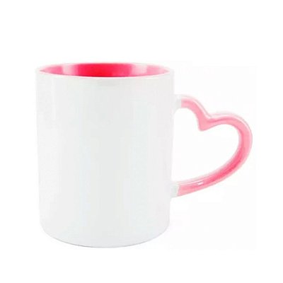 Caneca Alça Coração Rosa
