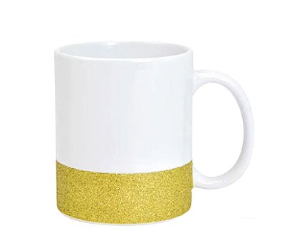 Caneca Faixa de Glitter Dourada 325ml