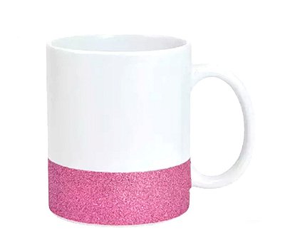 Caneca Faixa de Glitter Rosa 325ml