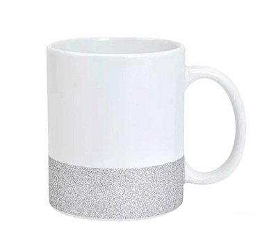 Caneca Faixa de Glitter Prata 325ml