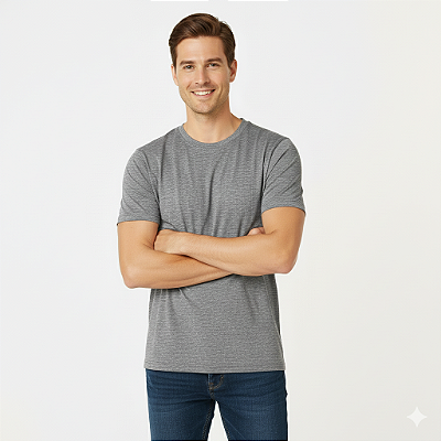 Camiseta Cinza Mescla 100% Poliéster