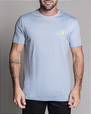 Camiseta masculina Ralph Lauren Custom Fit Basica Azul Celeste