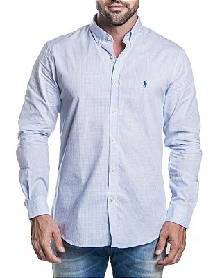 Camisa Ralph Lauren Social Masculina Nieve Azul Claro