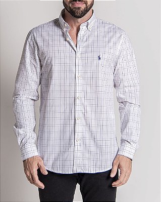 Camisa Ralph Lauren Social Masculina Xadrez Branco & Azul - Outweb - Outlet  de Roupas, Calçados e Acessórios.