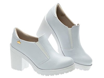 Sapato Oxford Feminino Meia Pata Tratorado Branco- Classek