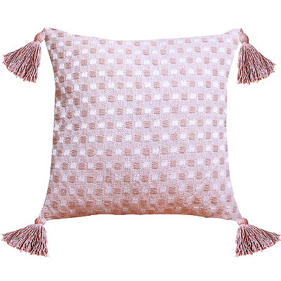 Capa para Almofada Artesanal em Algodão com Pompons Safira