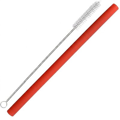 Kit Canudo Grande Reutilizável em Silicone c/ Escova