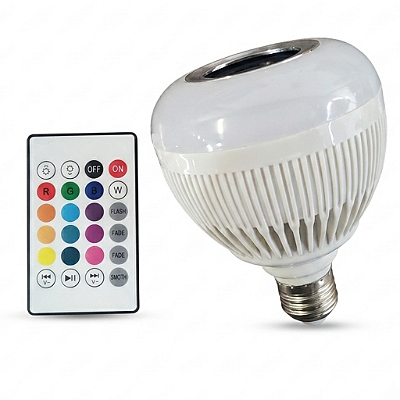 Lâmpada Led Caixa de Som Multicores Buetooth Controle Remoto 110/240 V