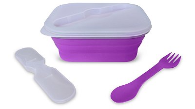 Pote Marmita Retrátil Silicone 1 Compartimentos + Utensílio