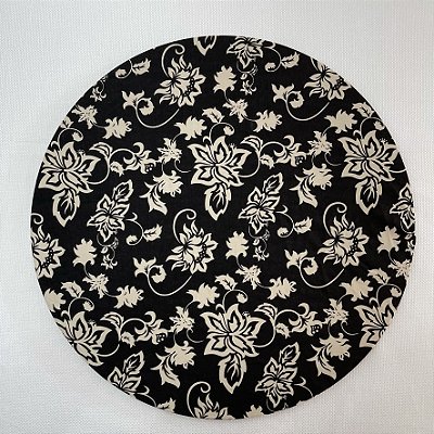 Capa para sousplat - Floral preto e bege