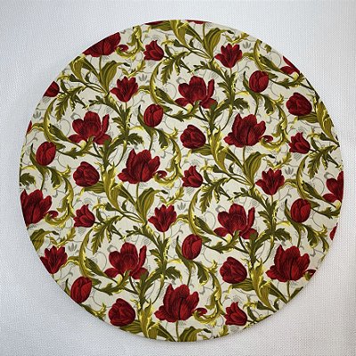 Capa para sousplat - Floral vermelho e verde