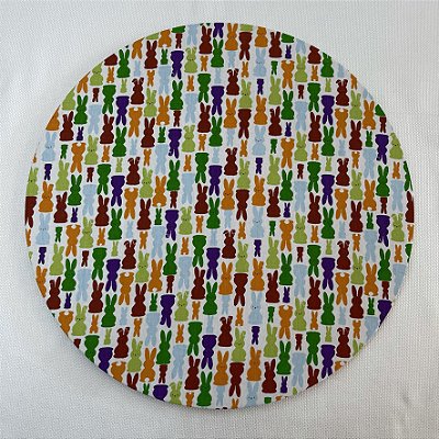 Capa para sousplat - Coelhos Coloridos /laranja