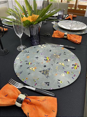 Capa para sousplat - Halloween fundo cinza