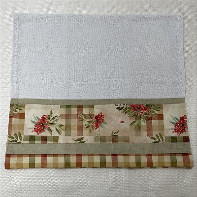 Pano de prato Quadriculado com Azevinho - trama fechada