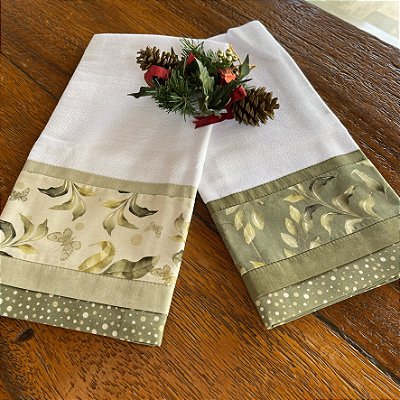 Pano de prato folhagens - fundo verde